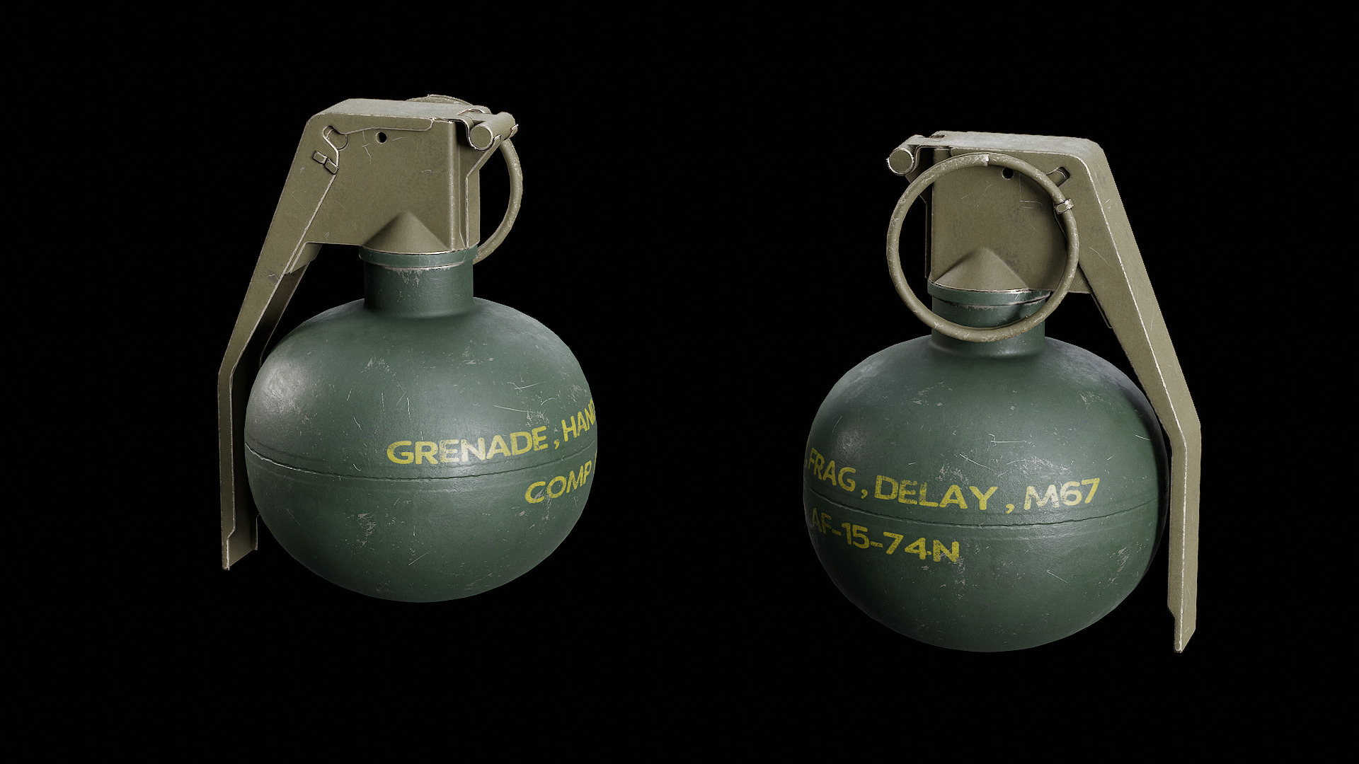 M67 Grenade with ACS Trigger Pouch Low-poly 3D model_5