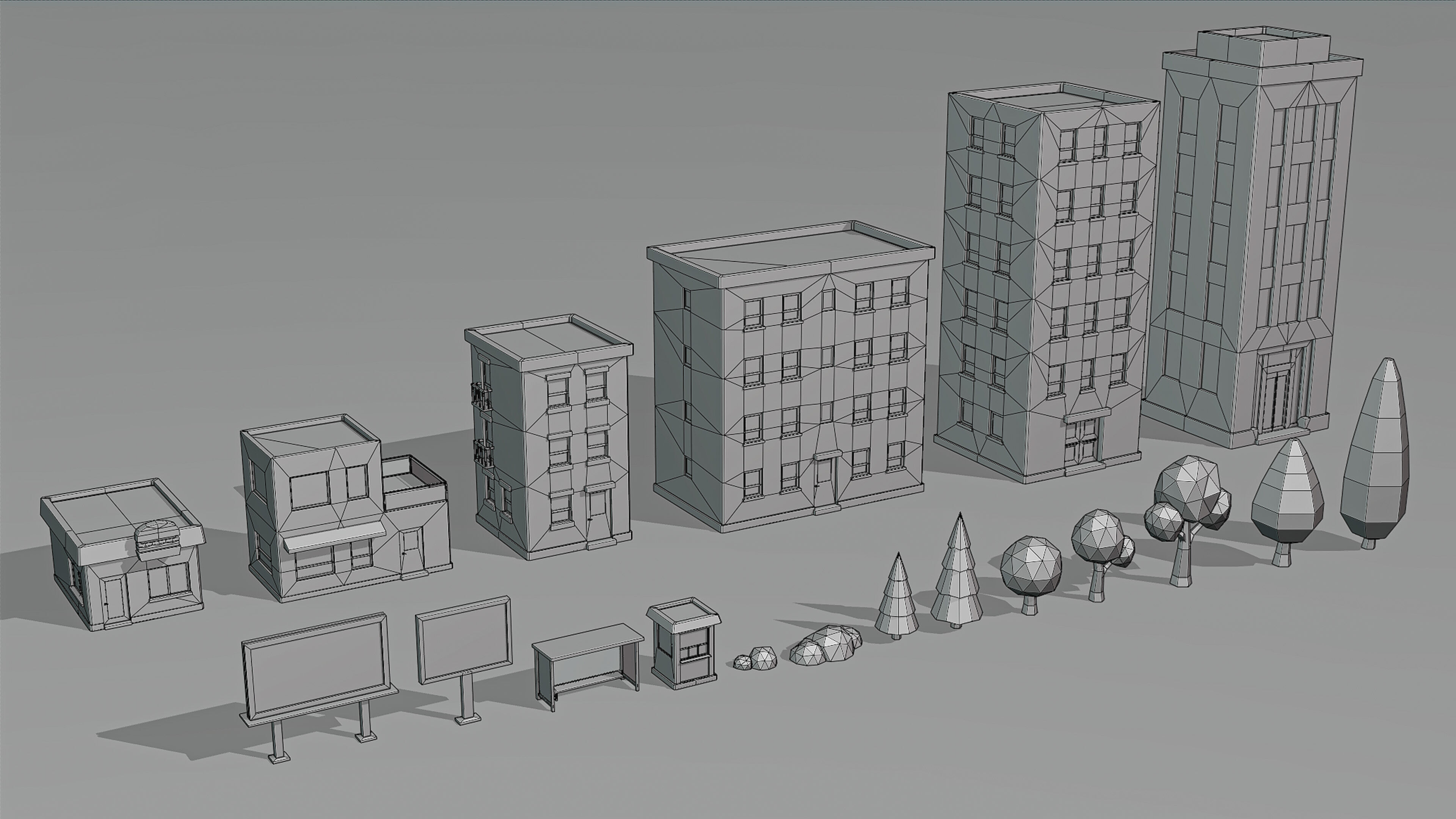 Low Poly City Asset Pack - 87 Stylized Game Ready Models Low-poly 3D model_8