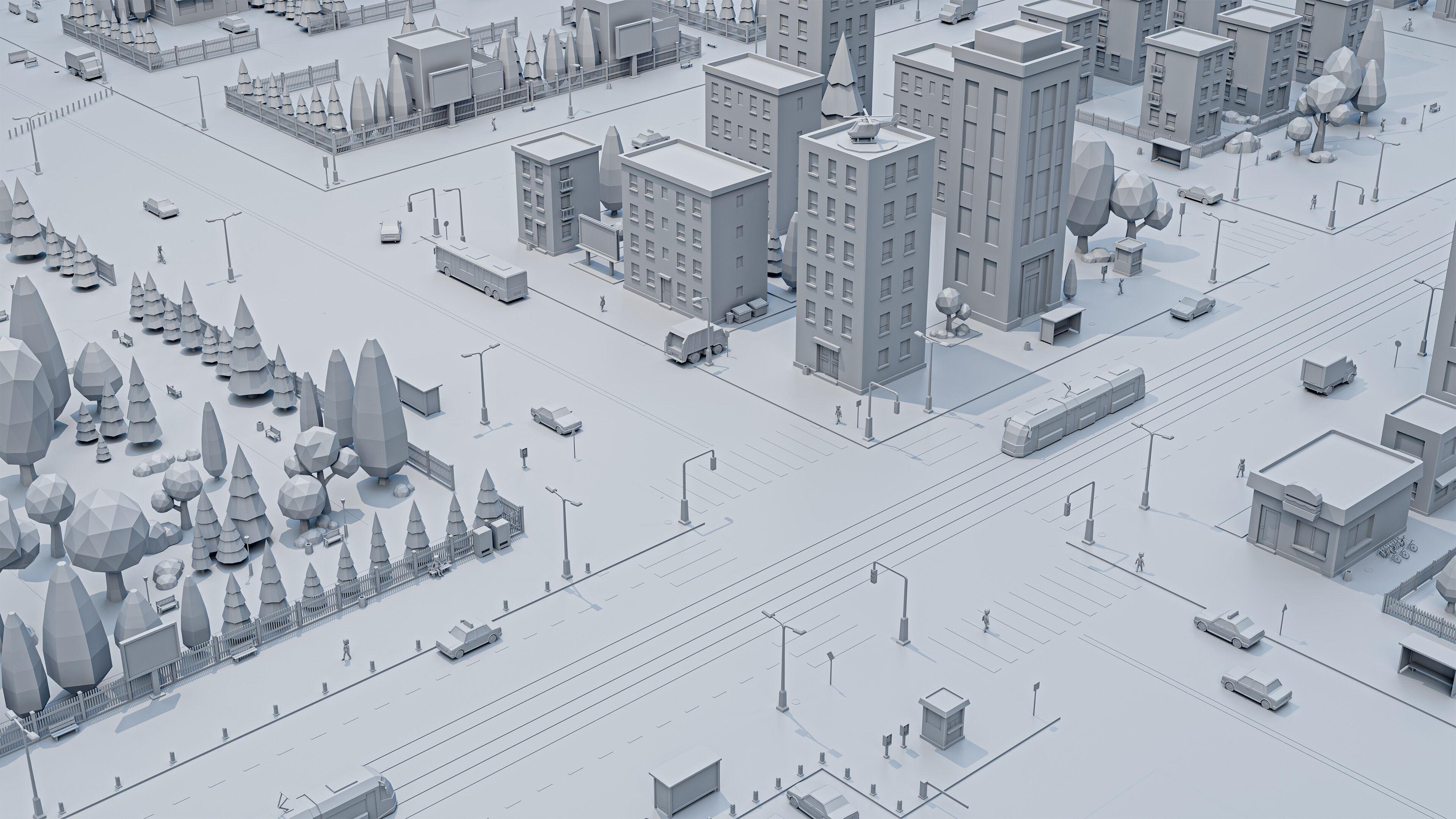 Low Poly City Asset Pack - 87 Stylized Game Ready Models Low-poly 3D model_10