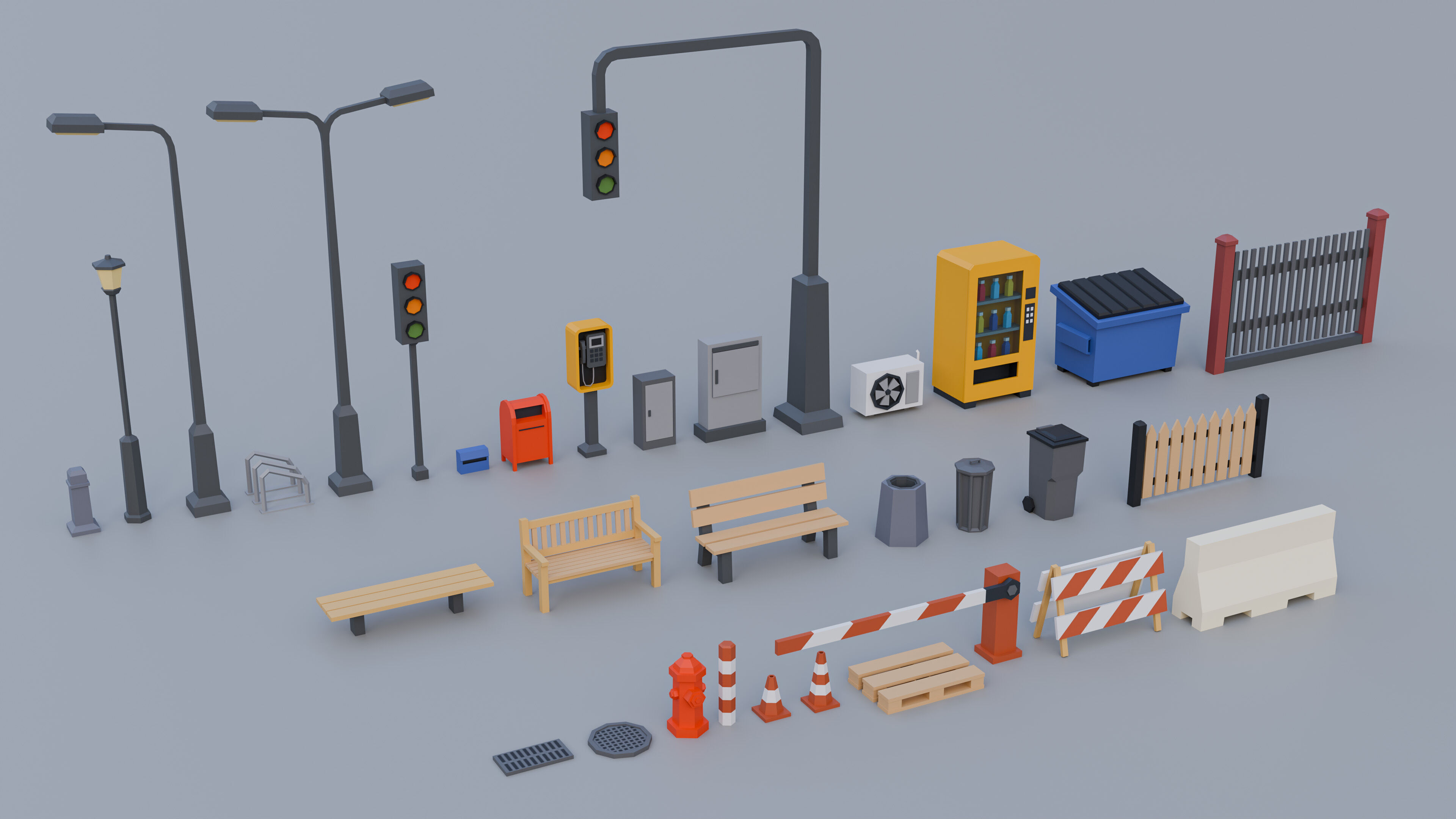 Low Poly City Asset Pack - 87 Stylized Game Ready Models Low-poly 3D model_13
