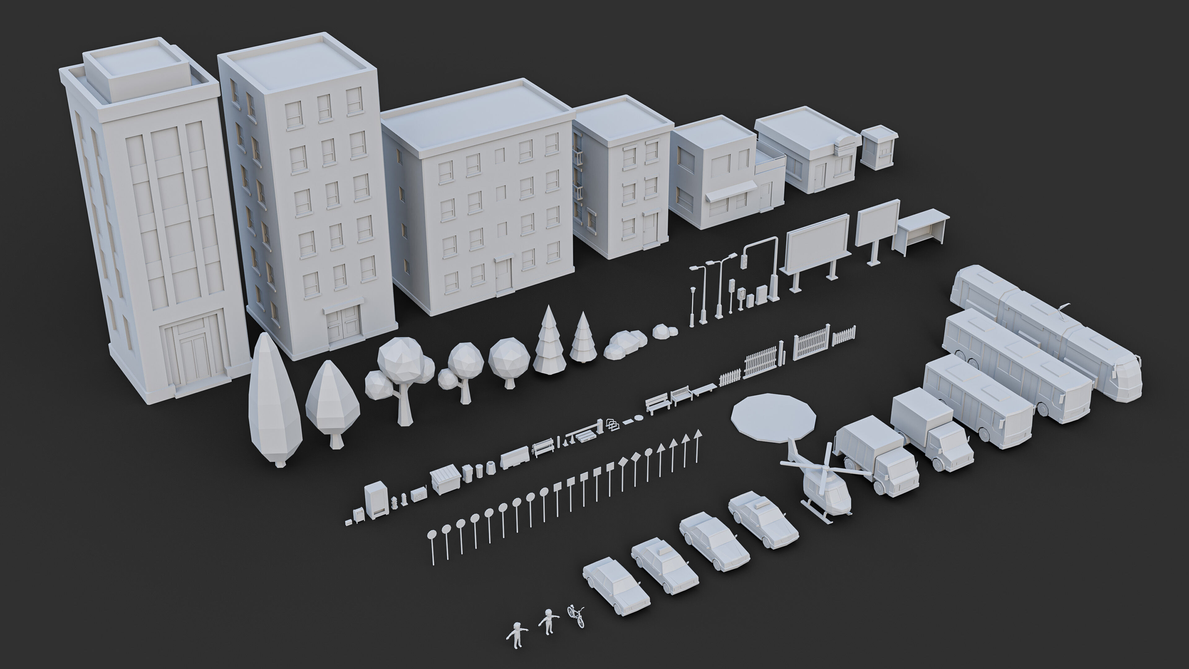 Low Poly City Asset Pack - 87 Stylized Game Ready Models Low-poly 3D model_3