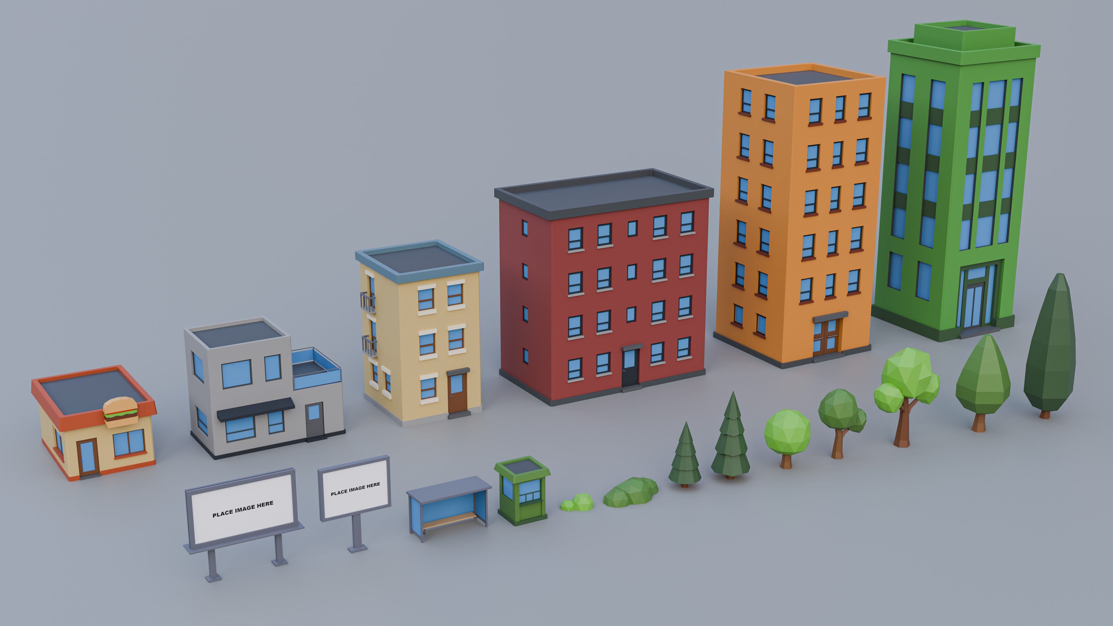 Low Poly City Asset Pack - 87 Stylized Game Ready Models Low-poly 3D model_5
