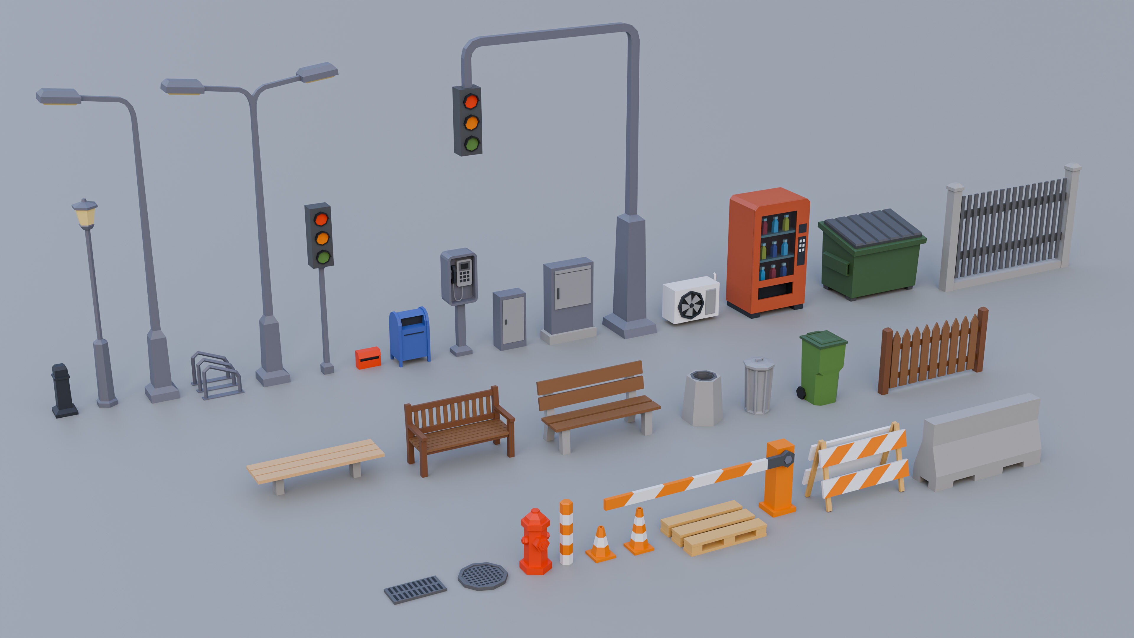 Low Poly City Asset Pack - 87 Stylized Game Ready Models Low-poly 3D model_6