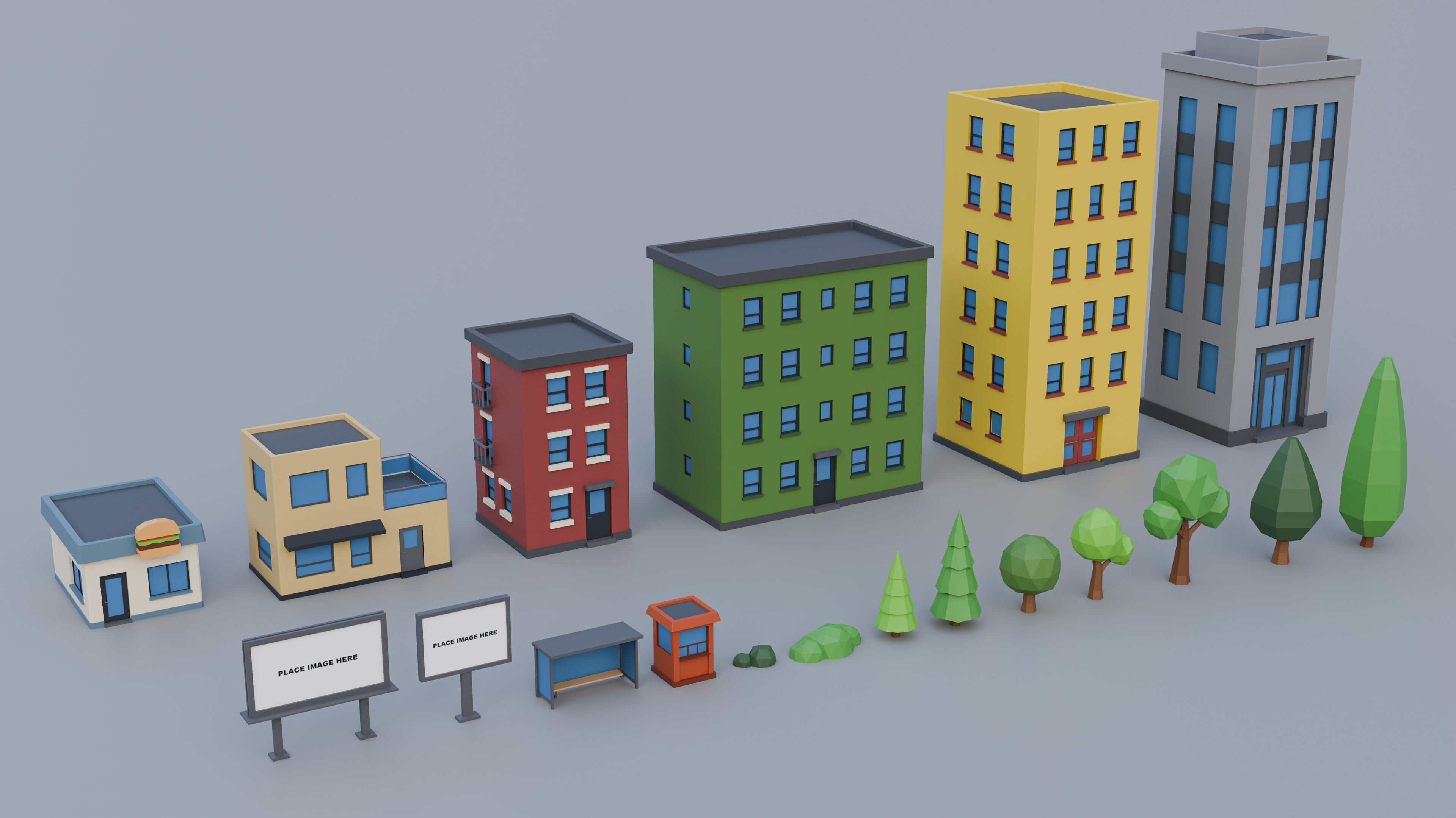 Low Poly City Asset Pack - 87 Stylized Game Ready Models Low-poly 3D model_12