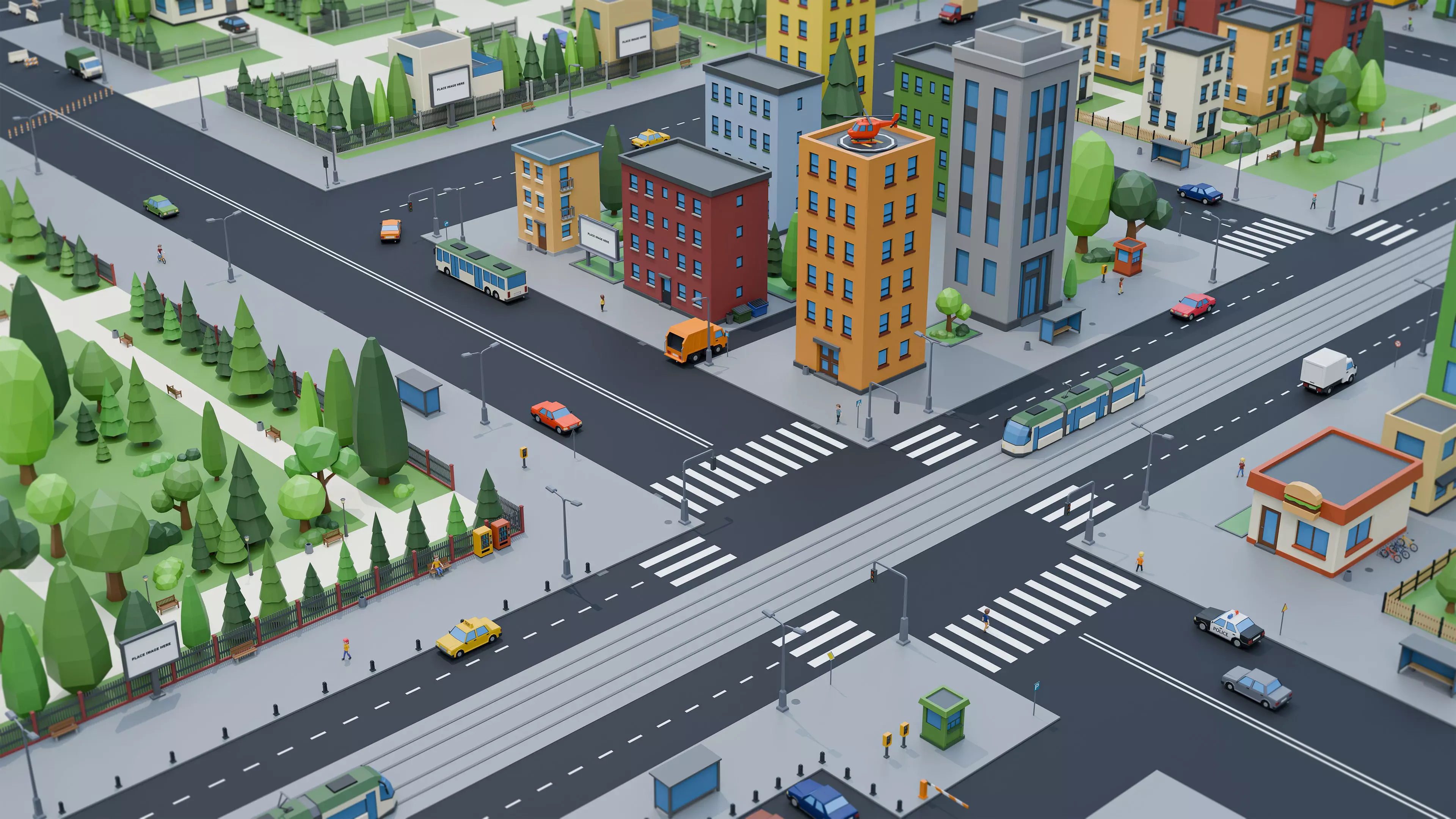 Low Poly City Asset Pack - 87 Stylized Game Ready Models Low-poly 3D model_0