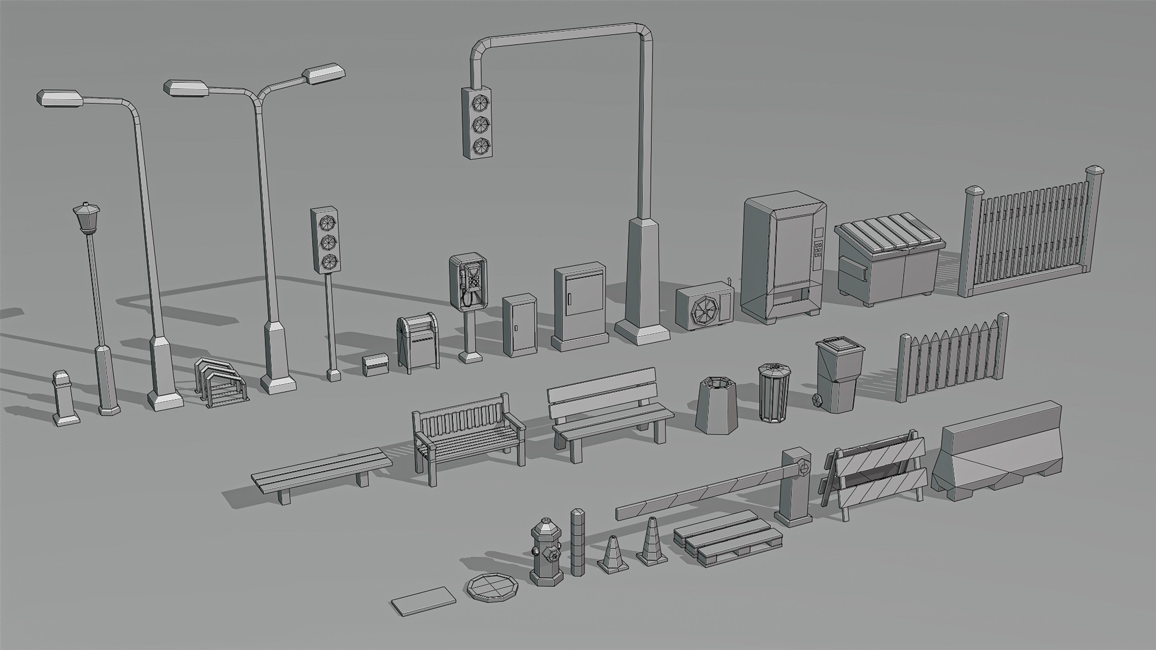 Low Poly City Asset Pack - 87 Stylized Game Ready Models Low-poly 3D model_9