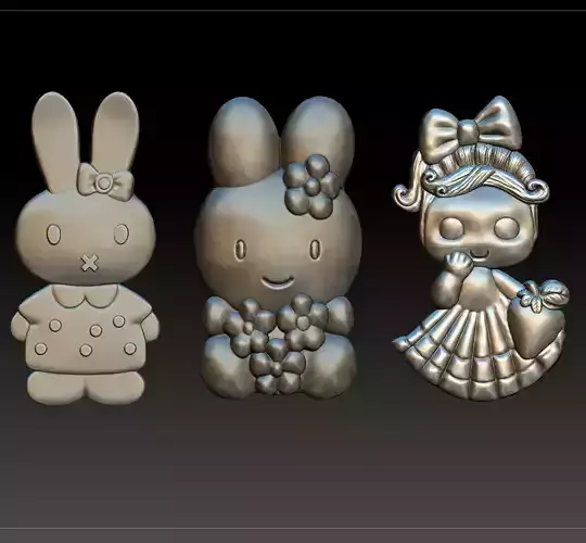 Three fantasy doll models rabbit