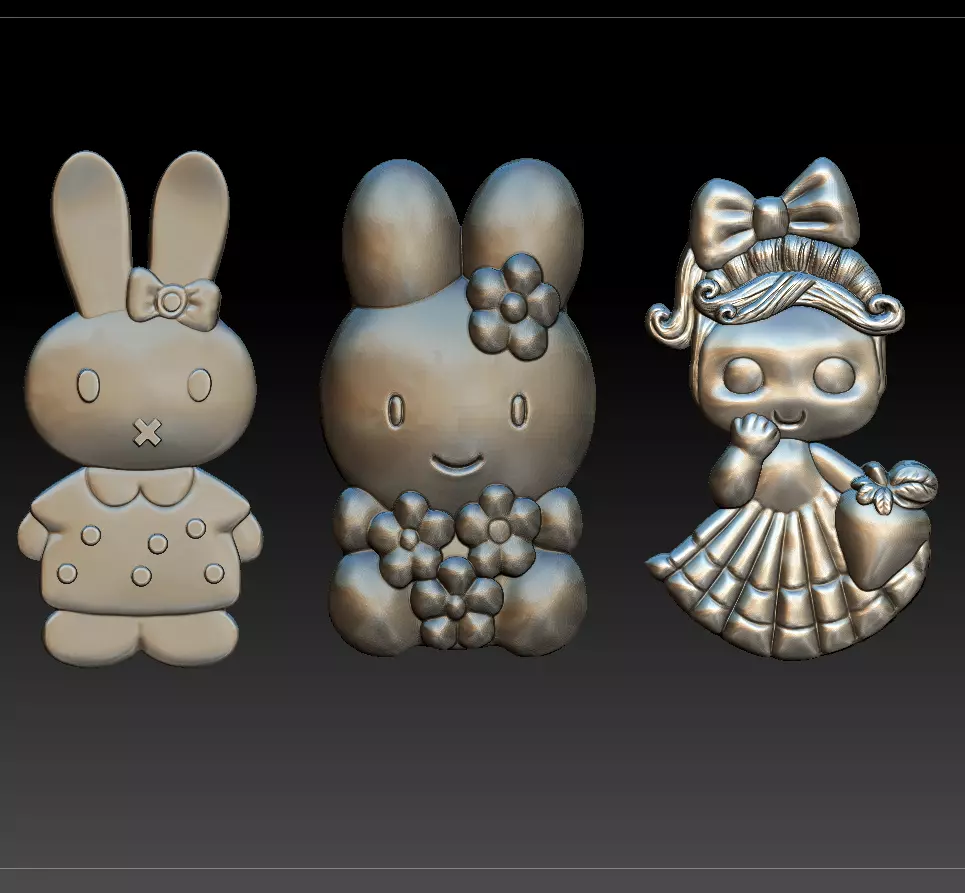 Three fantasy doll models rabbit 3D print model