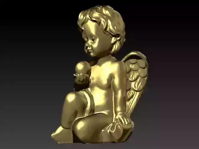 Vintage Jewelry Beautiful Angel With Pearl Pendant 3D print model