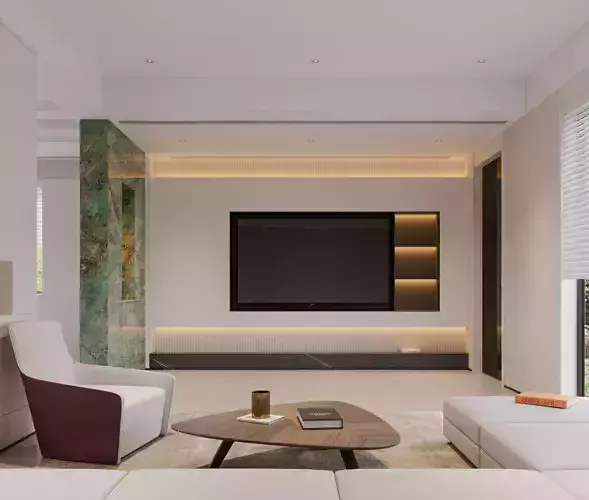 Modern Villa Living and Dining Room Interior 3D model