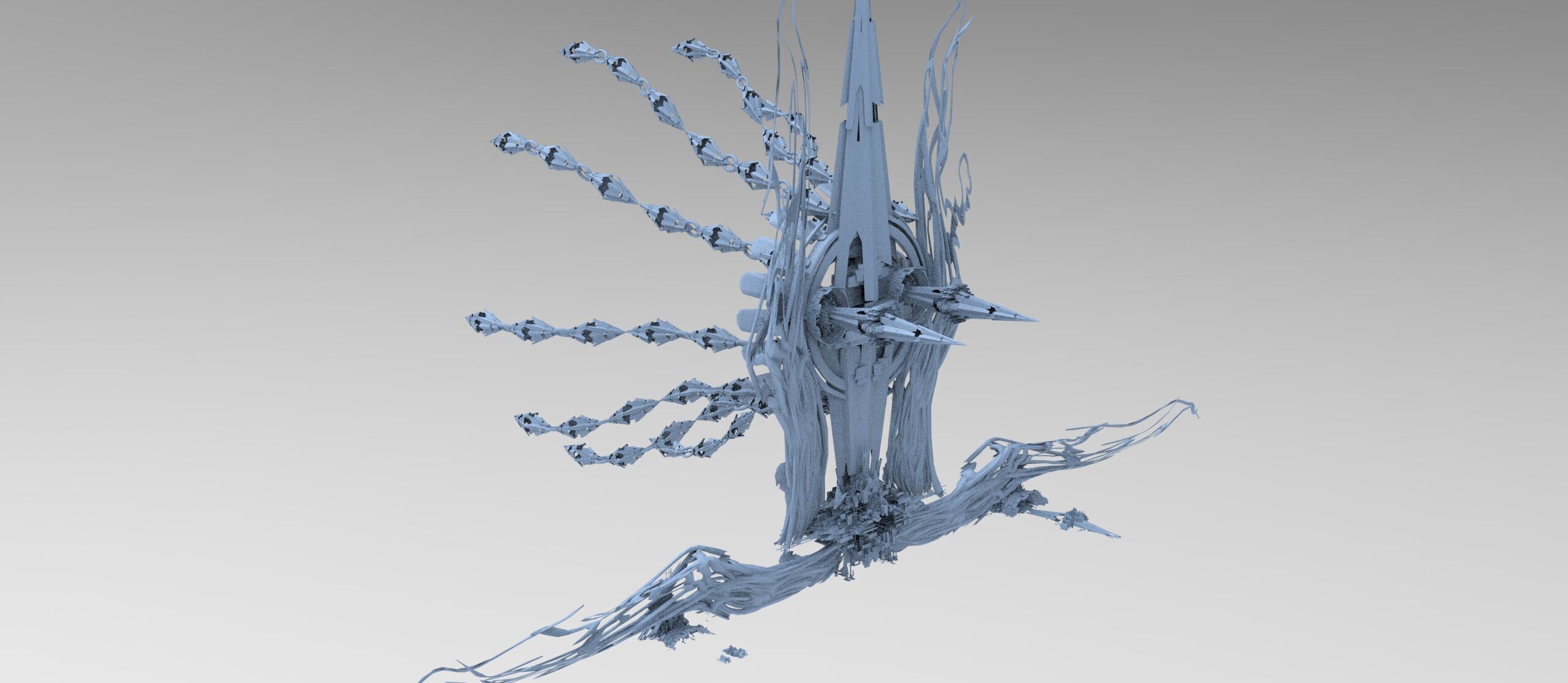 Sci fi Orchid city portal  Low-poly 3D model_1