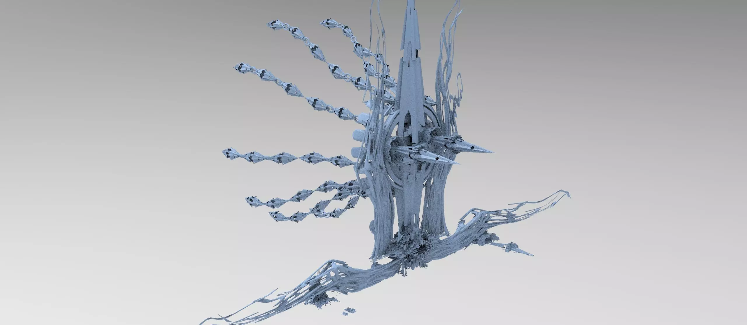 Sci fi Orchid city portal  Low-poly 3D model_0