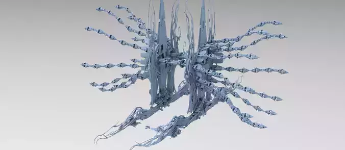 Sci fi Orchid city structure portal grid 