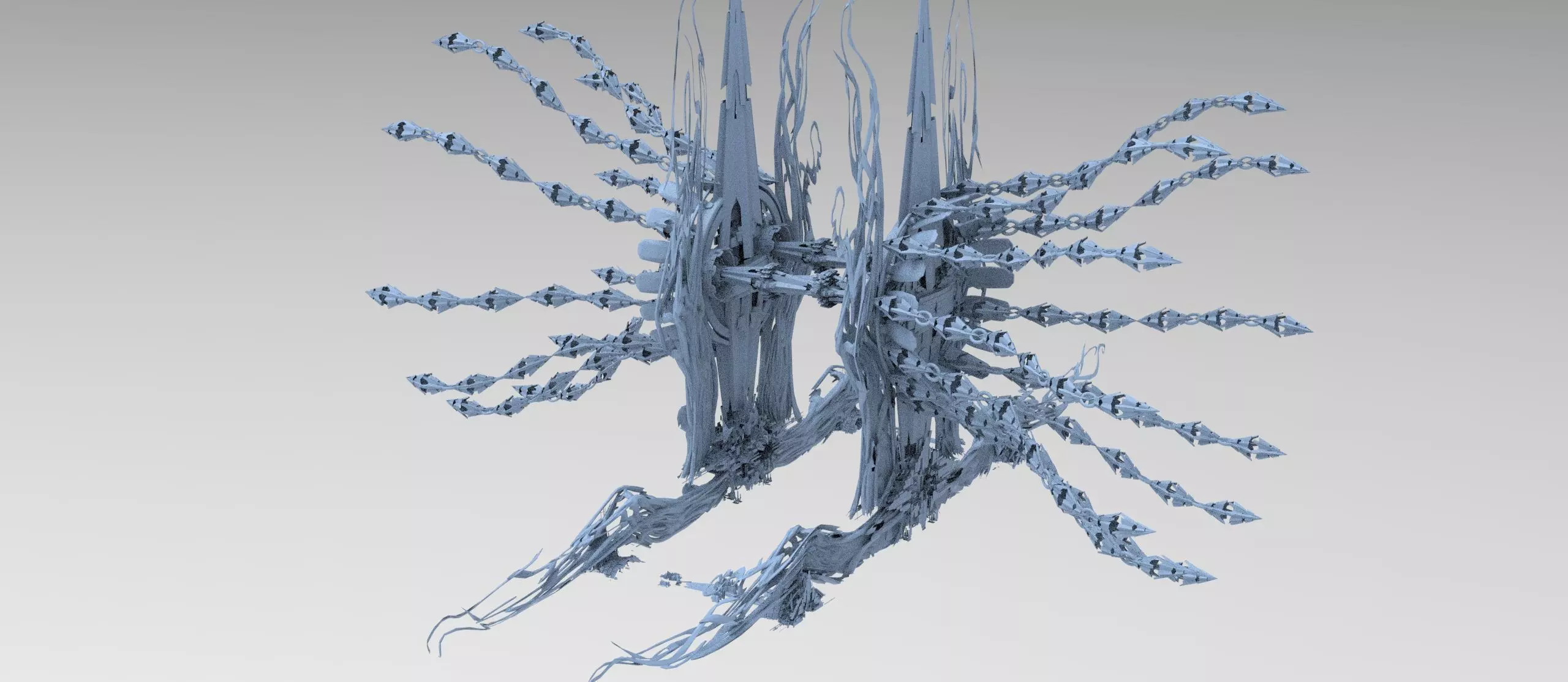 Sci fi Orchid city structure portal grid  3D model_0