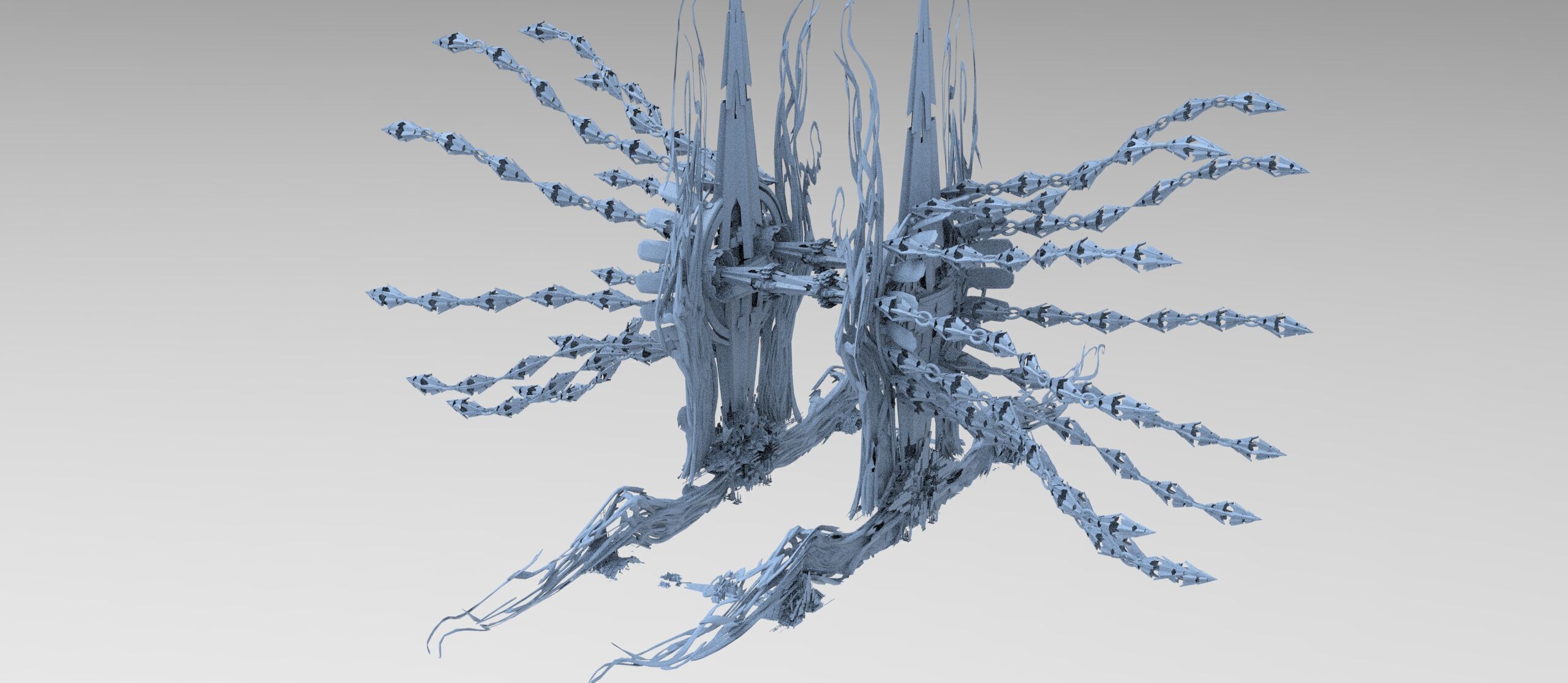 Sci fi Orchid city structure portal grid  3D model_1