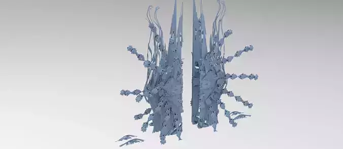 Sci fi Orchid city structure portal gate