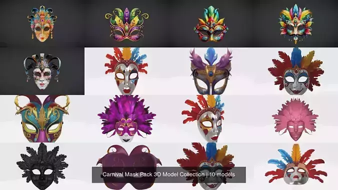 Carnival Mask Pack 3D Model Collection 