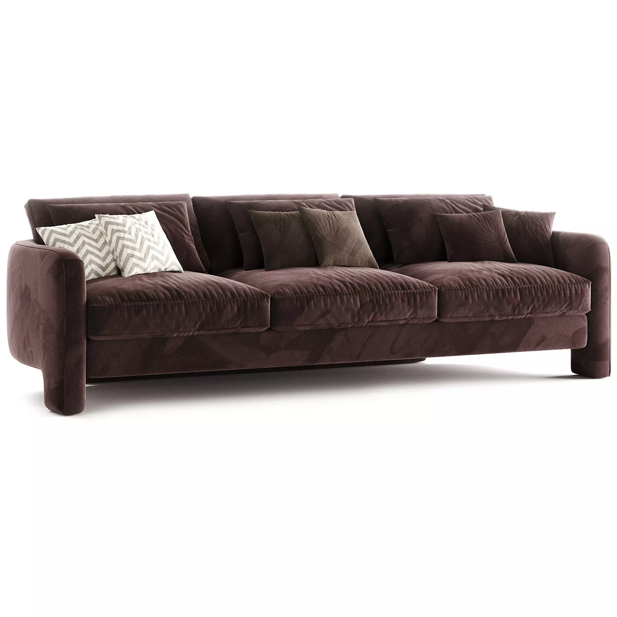 Emiliano Modern Classic Cocoa Velvet Sofa 3D model