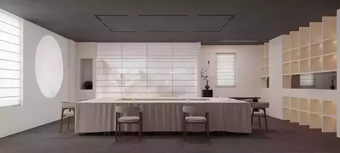 Zen Style Clubhouse Interior 3D model