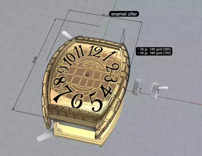 Franck Muller CROCO unicqe watch 3d model printable