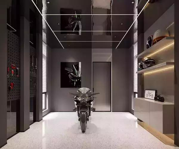 Motorcycle Garage Interior 3D model