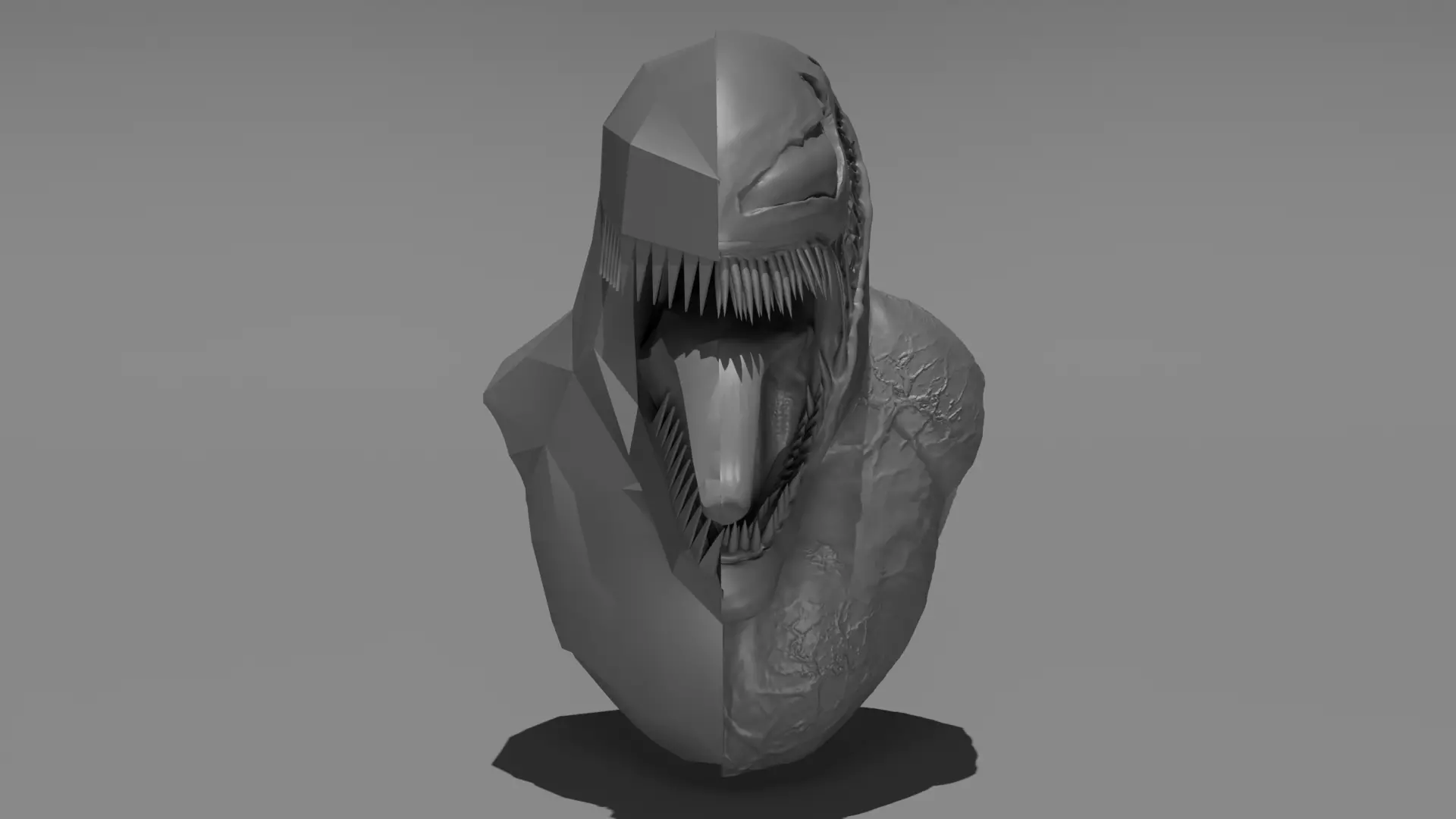 Venom Half-and-Half Low-Poly 3D print model_0