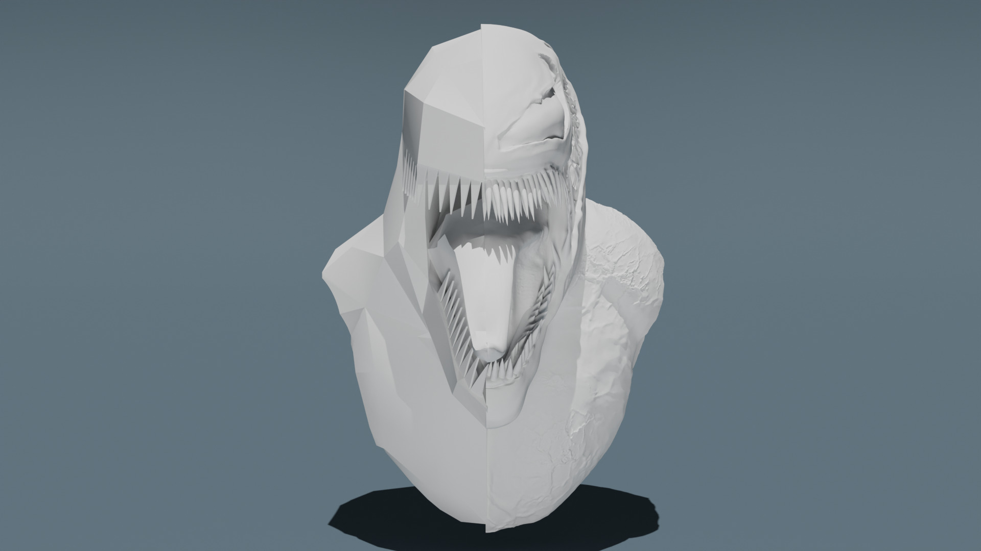 Venom Half-and-Half Low-Poly 3D print model_1