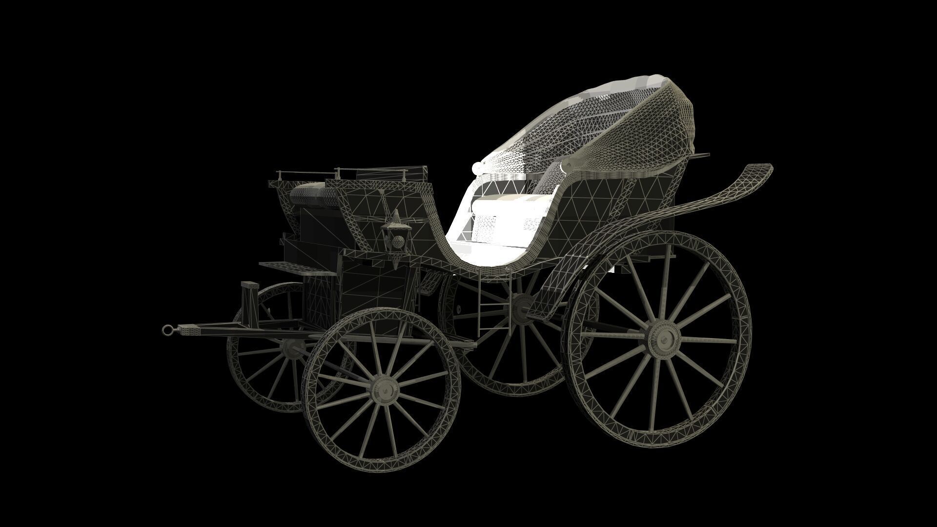 Chinese ancient wooden  carriage   Low-poly 3D model_7