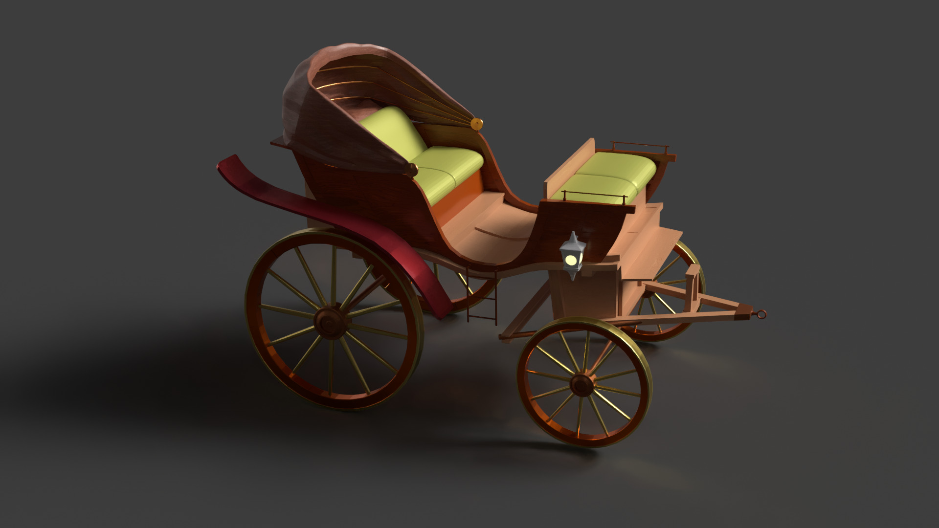Chinese ancient wooden  carriage   Low-poly 3D model_5