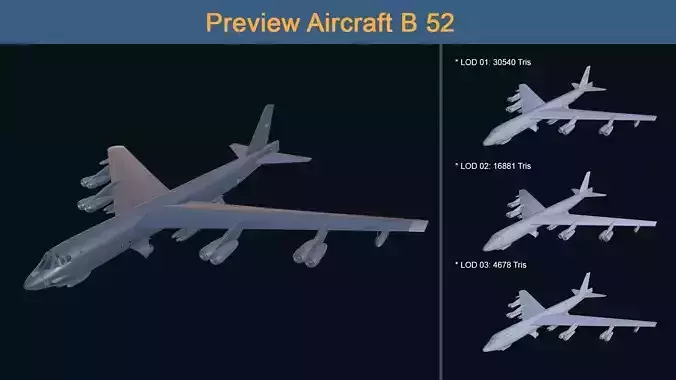 Asset - Army - Aircraft B 52 - 3D MODEL Low-poly 