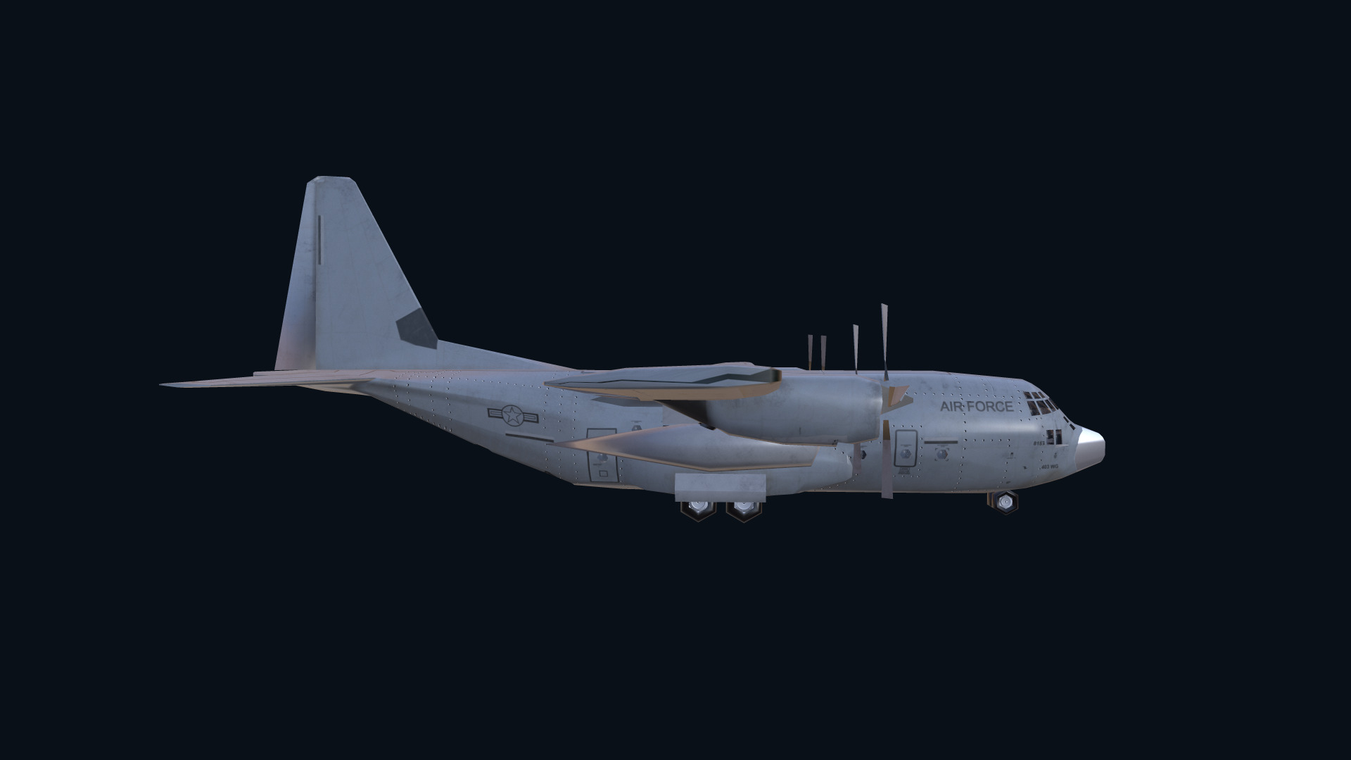 Asset - Army - Aircraft C 130 Low-poly 3D model_19