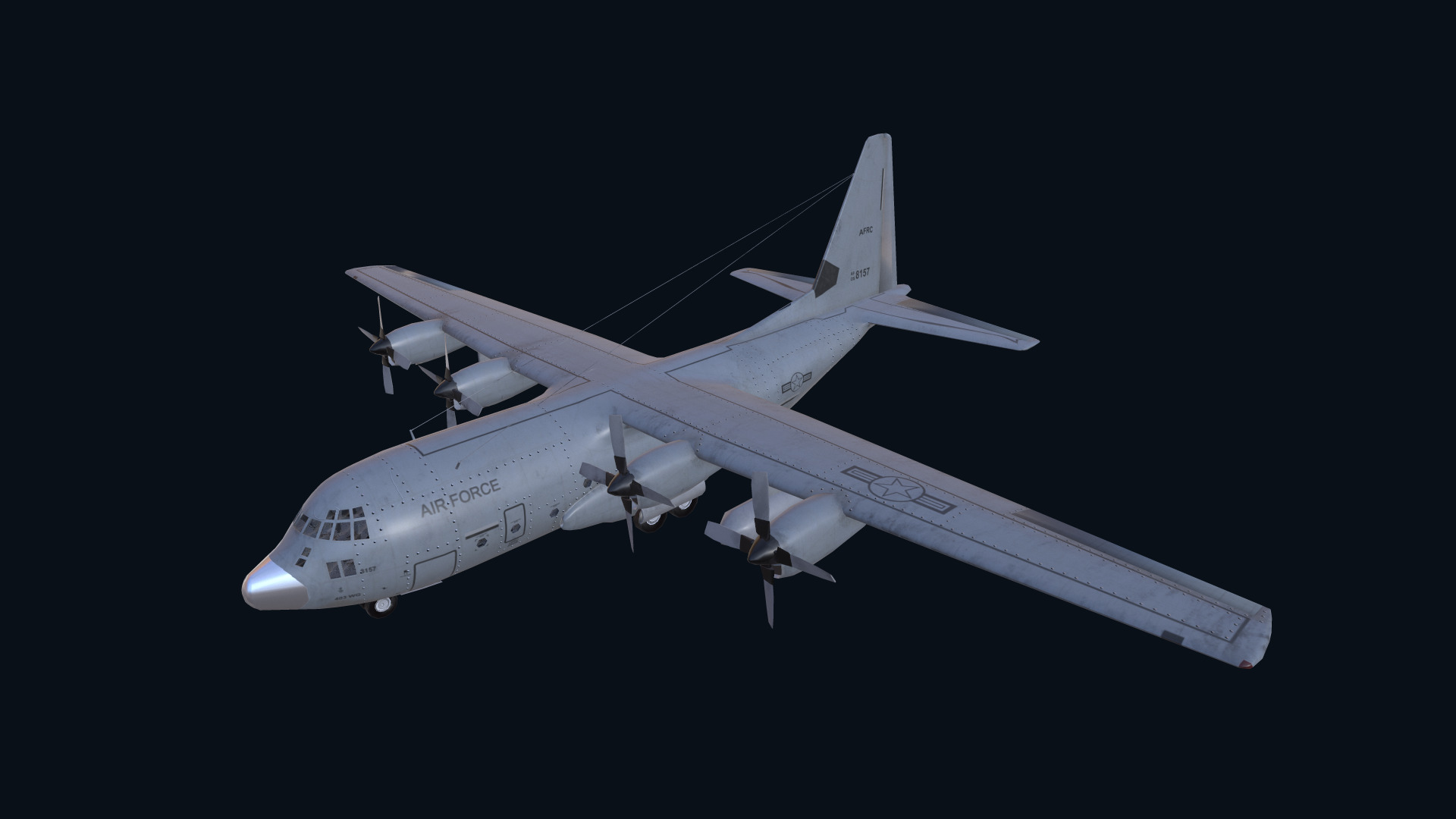 Asset - Army - Aircraft C 130 Low-poly 3D model_9