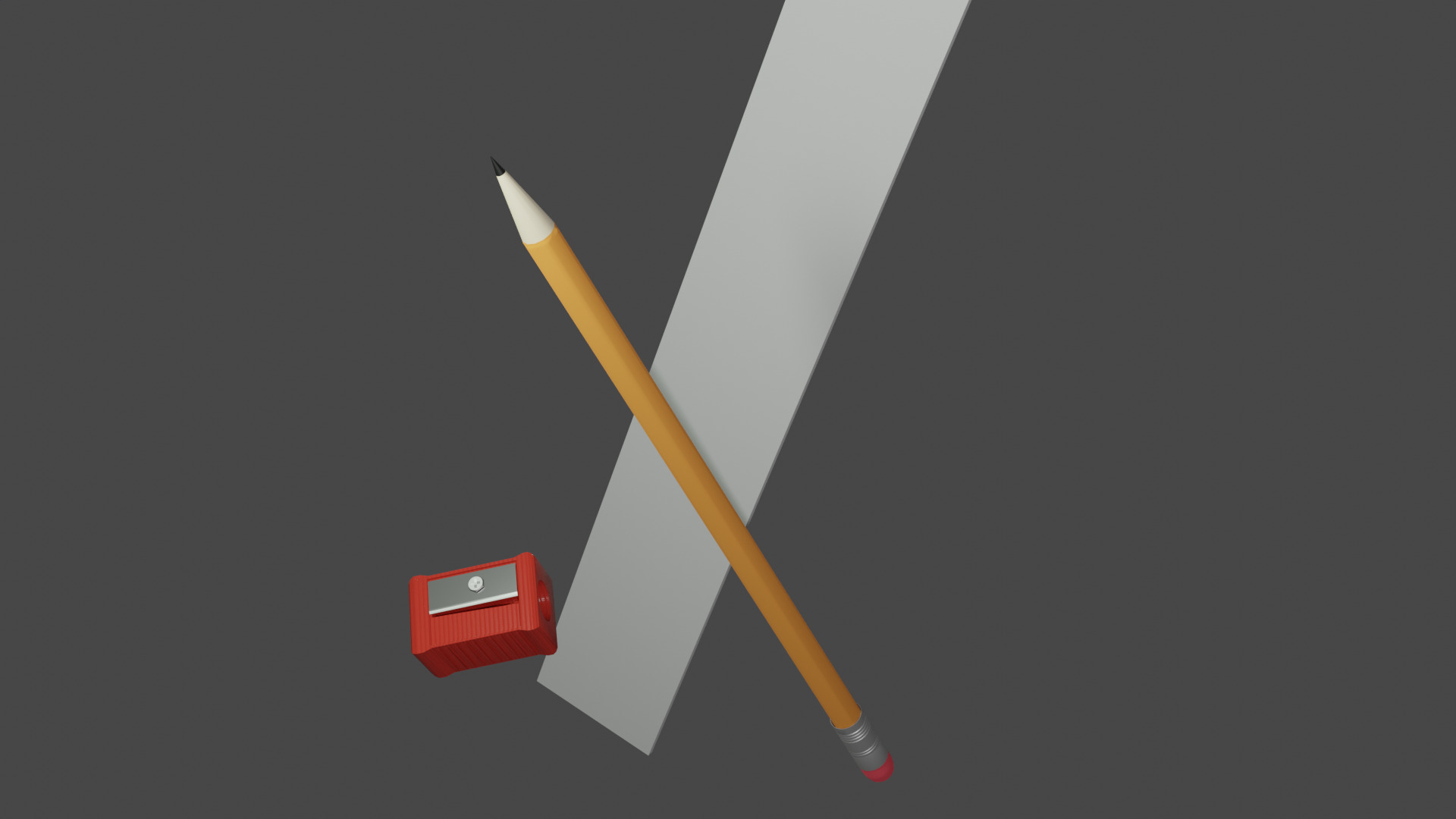 Simple pencil and sharpener 3D model_1