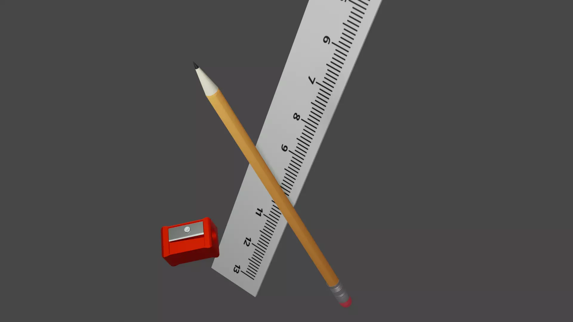 Simple pencil and sharpener 3D model_0