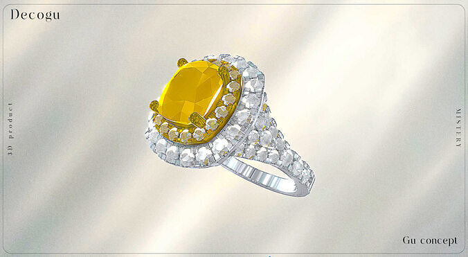 golden-diamond-halo-ring Low-poly 3D model