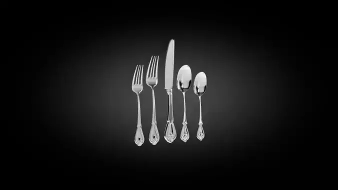 Oneida Harmonic 5 Piece Place Setting 3D model