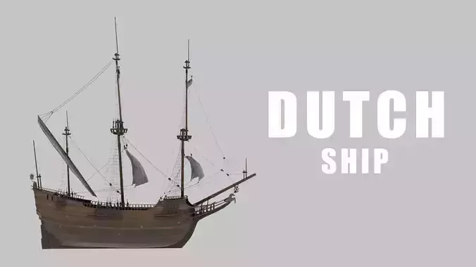 Dutch Ship With Sails 3D model