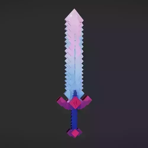 Pixelated sword with colorful blade