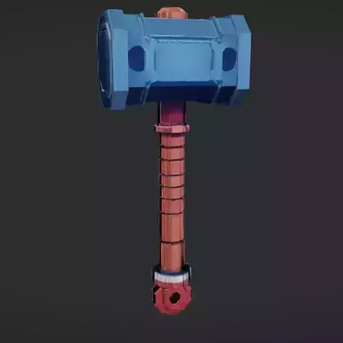 Pixelated hammer with wooden handle