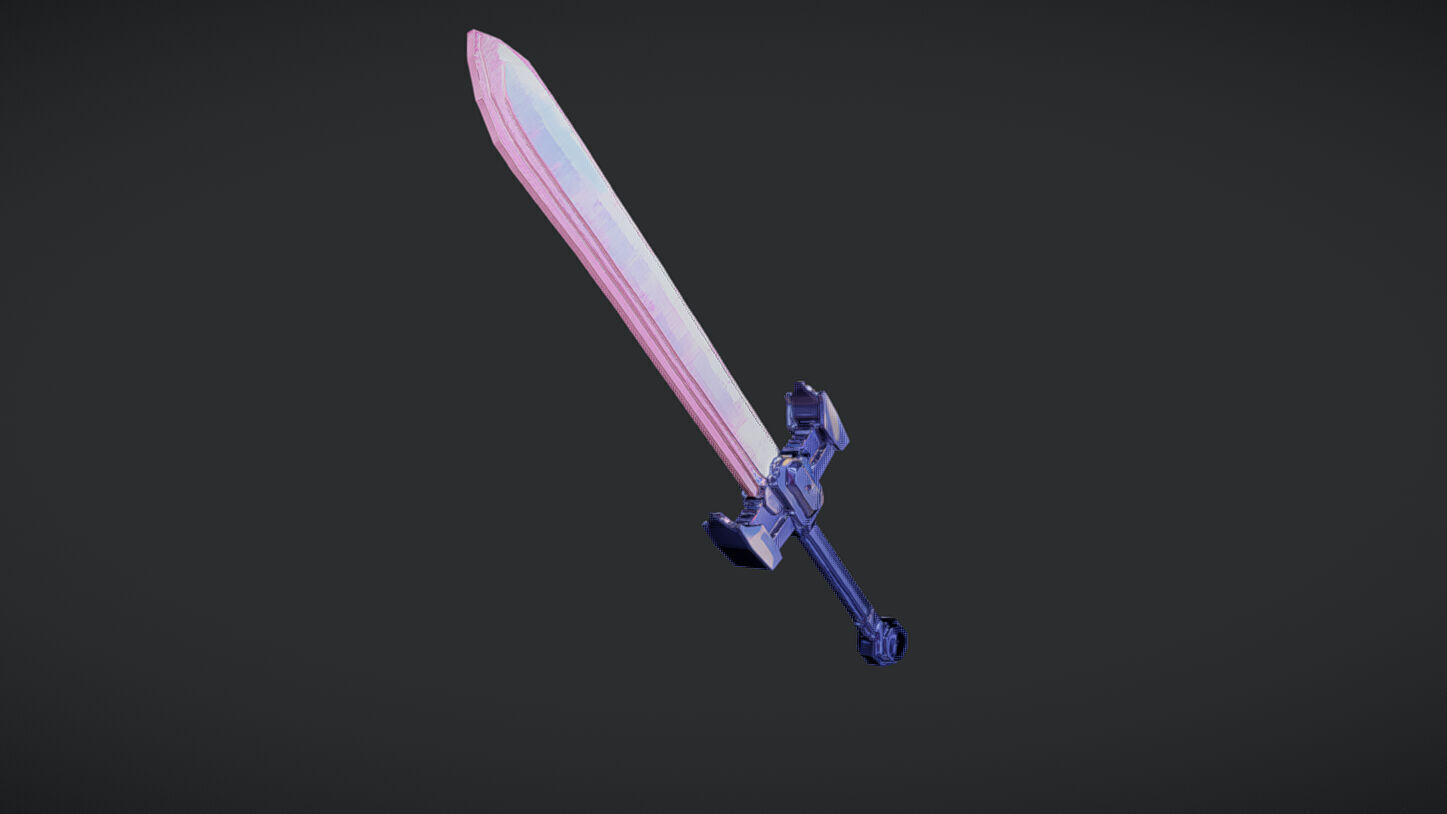 Pixel art sword 3D model_5