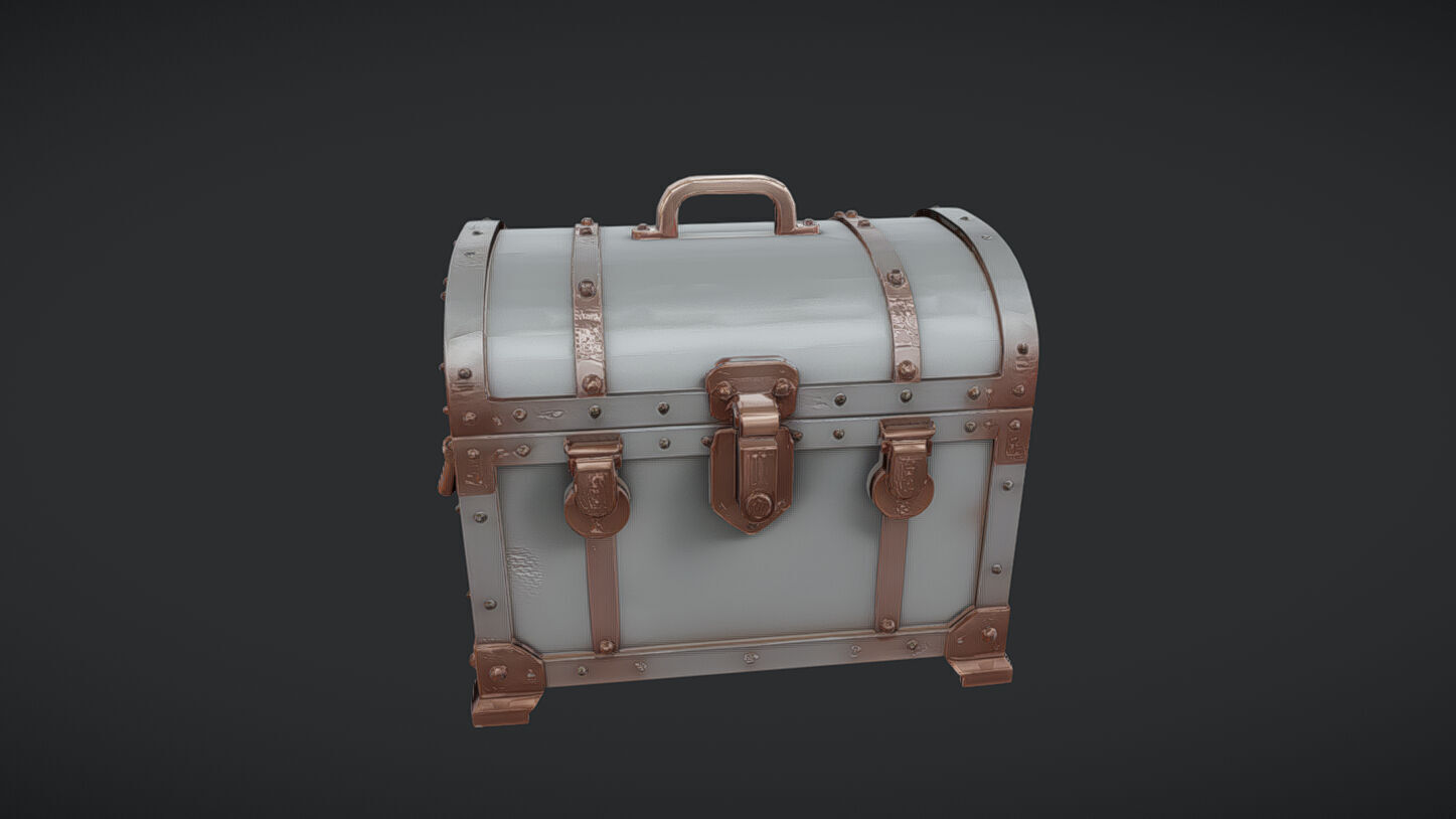 antique treasure chest 3D model_8