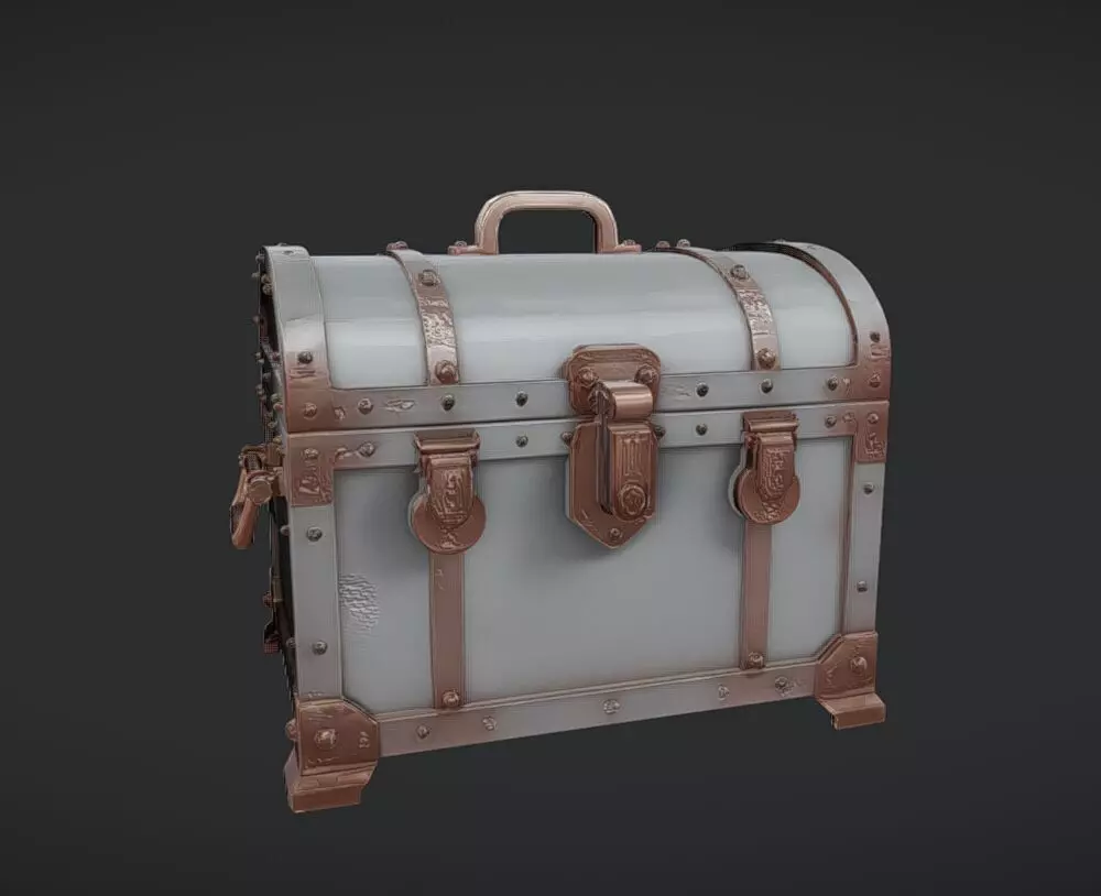 antique treasure chest 3D model_0