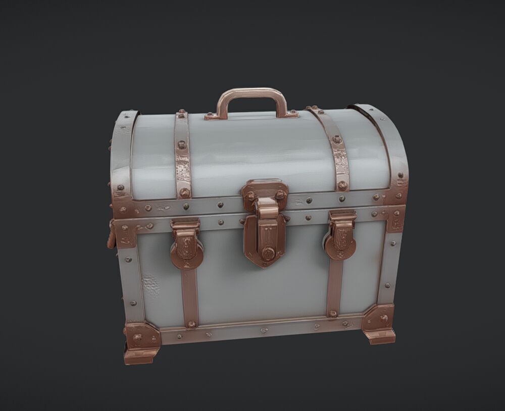 antique treasure chest 3D model_4