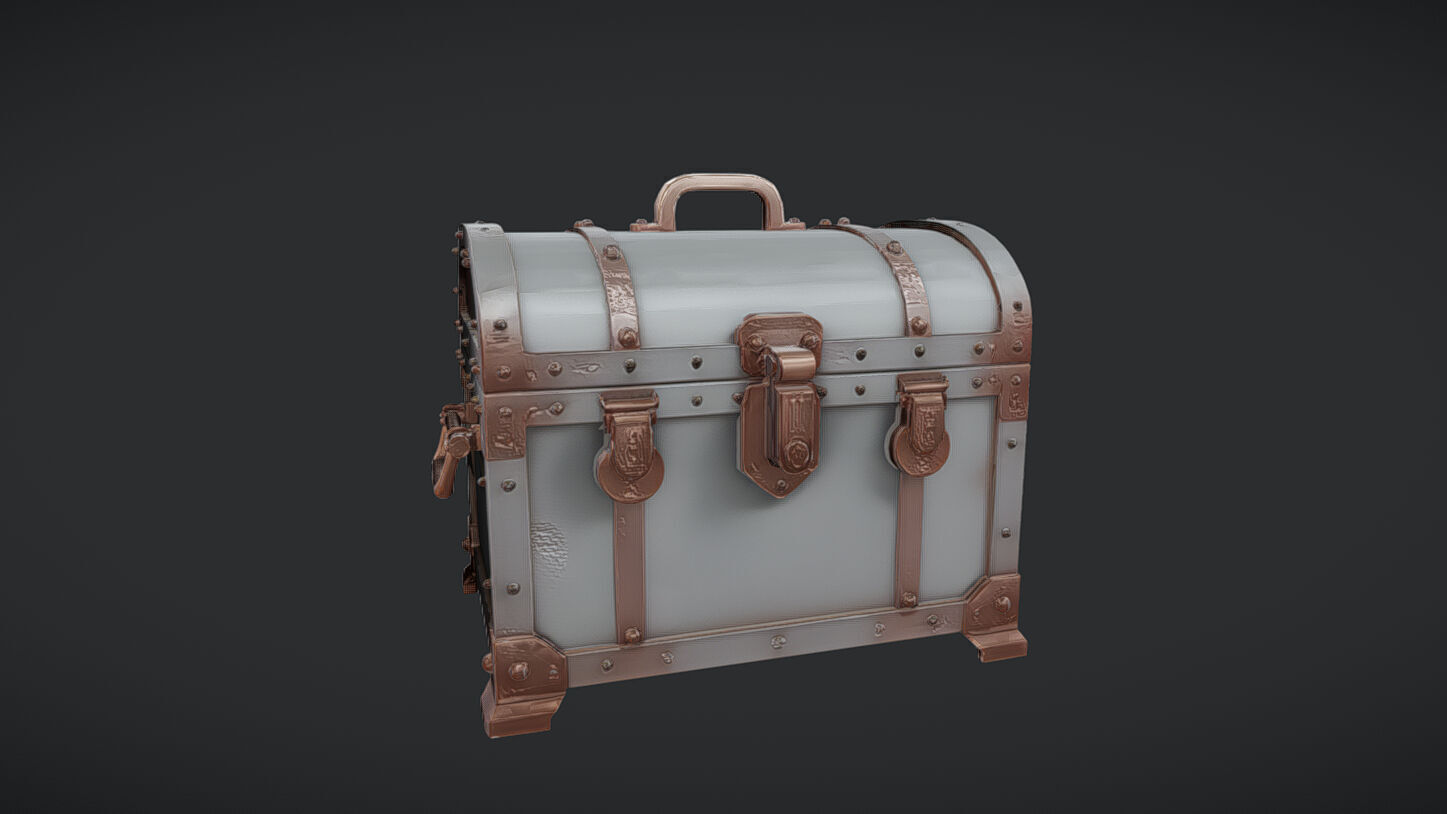 antique treasure chest 3D model_5