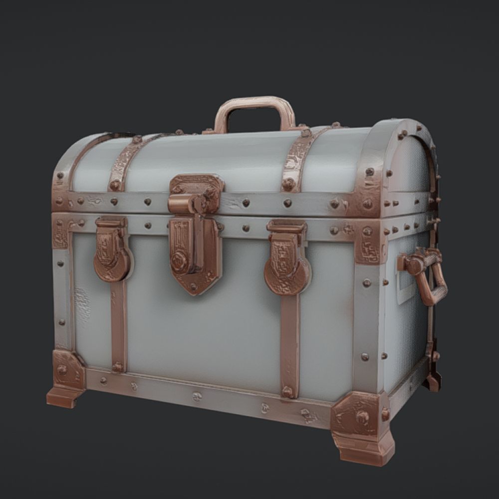 antique treasure chest 3D model_1