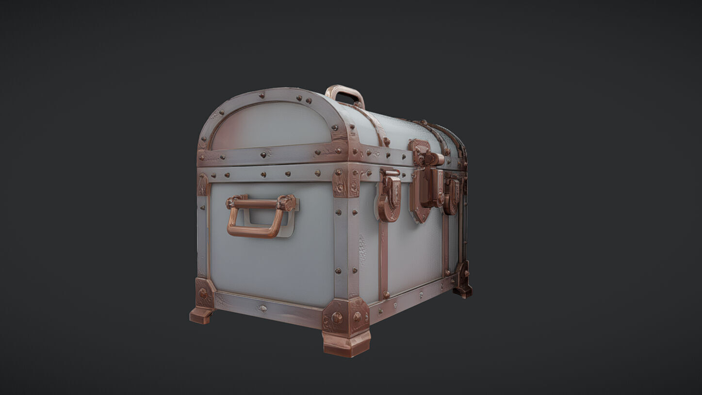 antique treasure chest 3D model_6