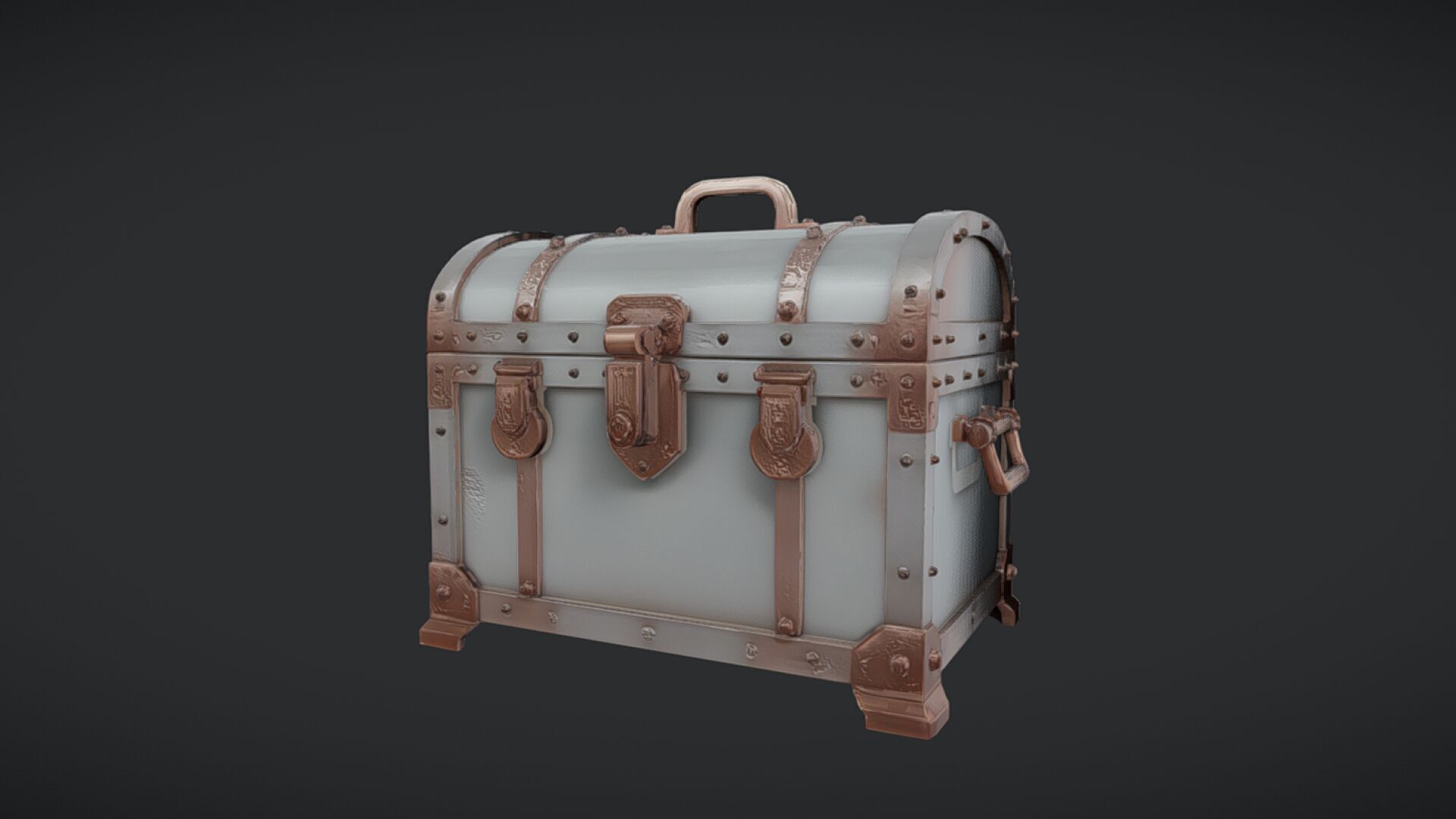 antique treasure chest 3D model_9