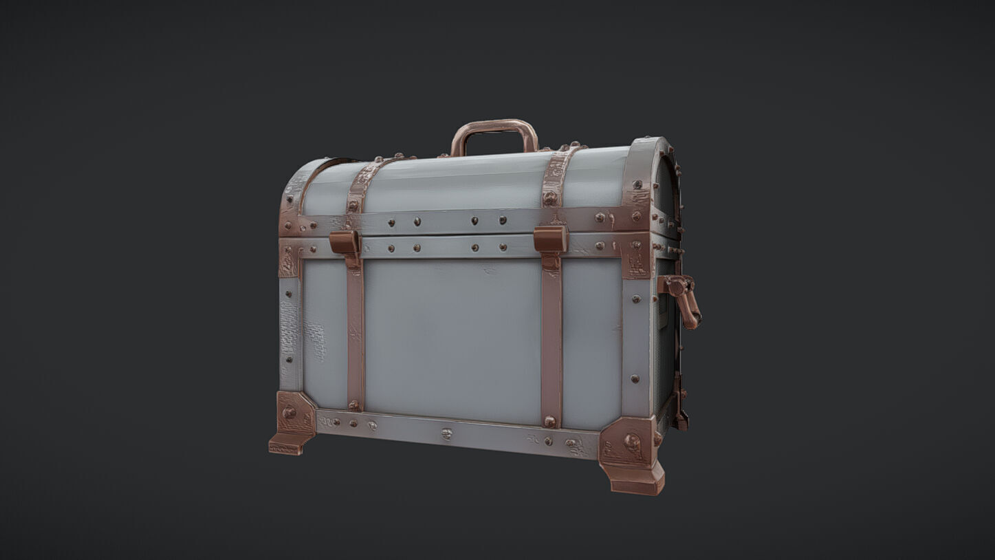 antique treasure chest 3D model_7