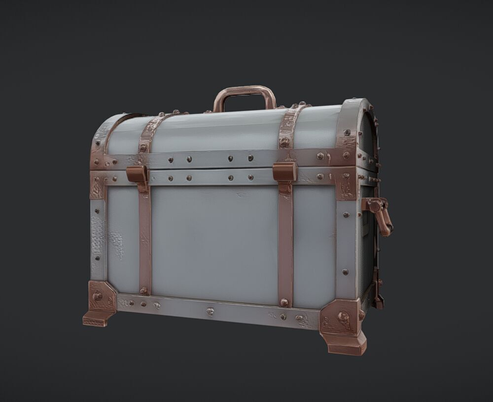 antique treasure chest 3D model_3