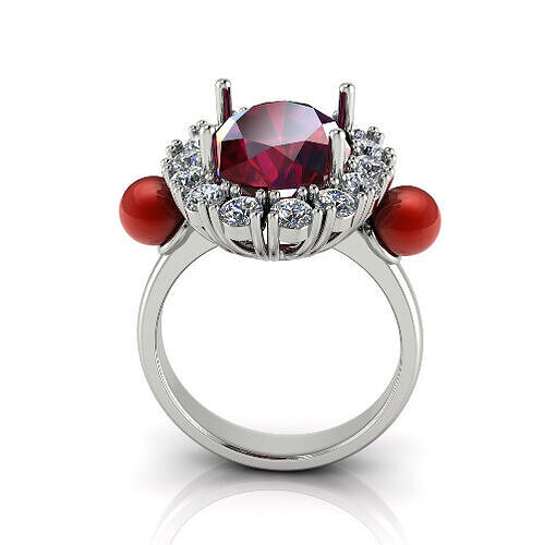 Womens ring with pearl stones N012941 3D print model